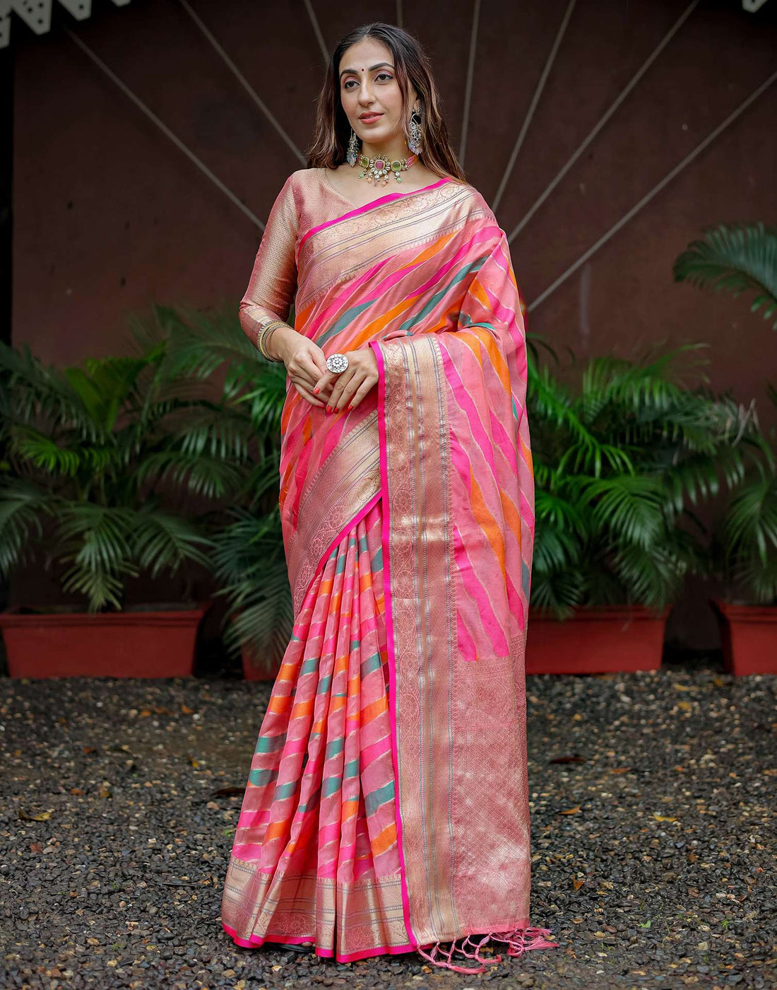 Rose Pink Silk Woven Saree