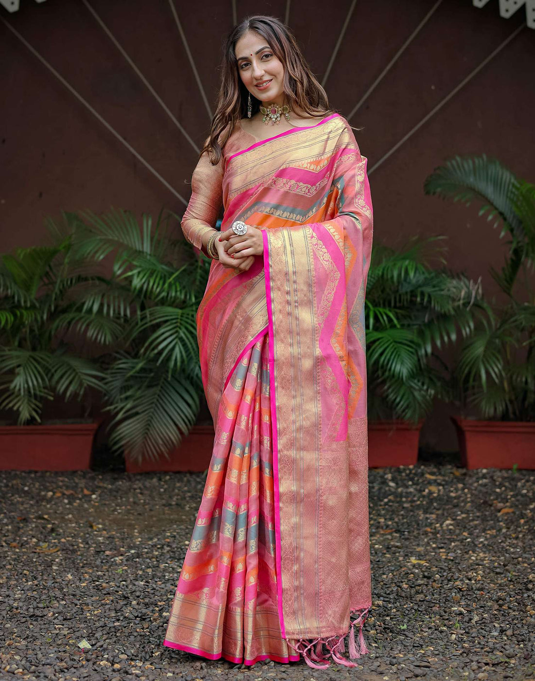 Light Pink Silk Woven Saree