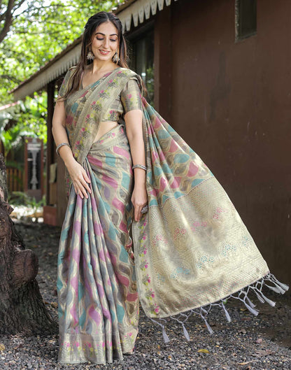 Grey Silk Woven Saree