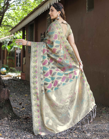 Grey Silk Woven Saree