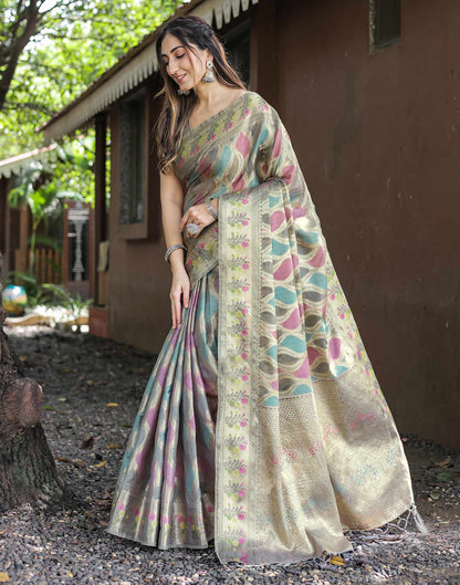 Grey Silk Woven Saree