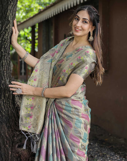Grey Silk Woven Saree