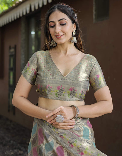 Grey Silk Woven Saree