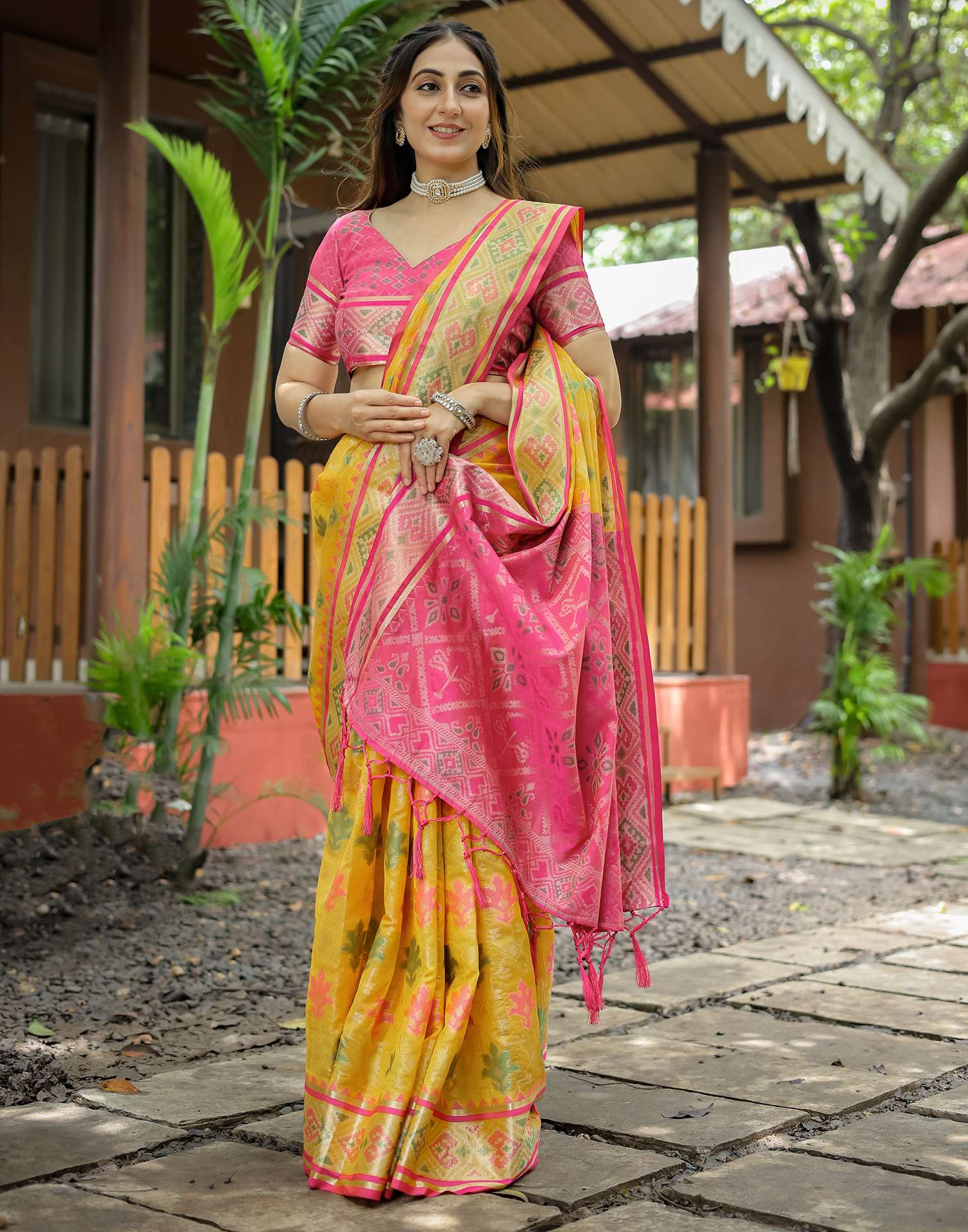 Yellow Silk Woven Banarasi Saree