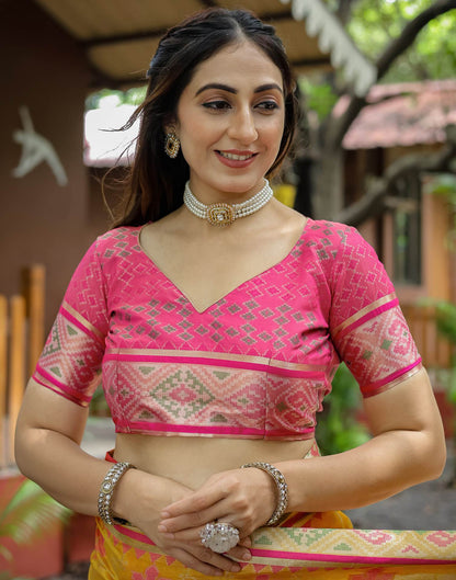 Yellow Silk Woven Banarasi Saree