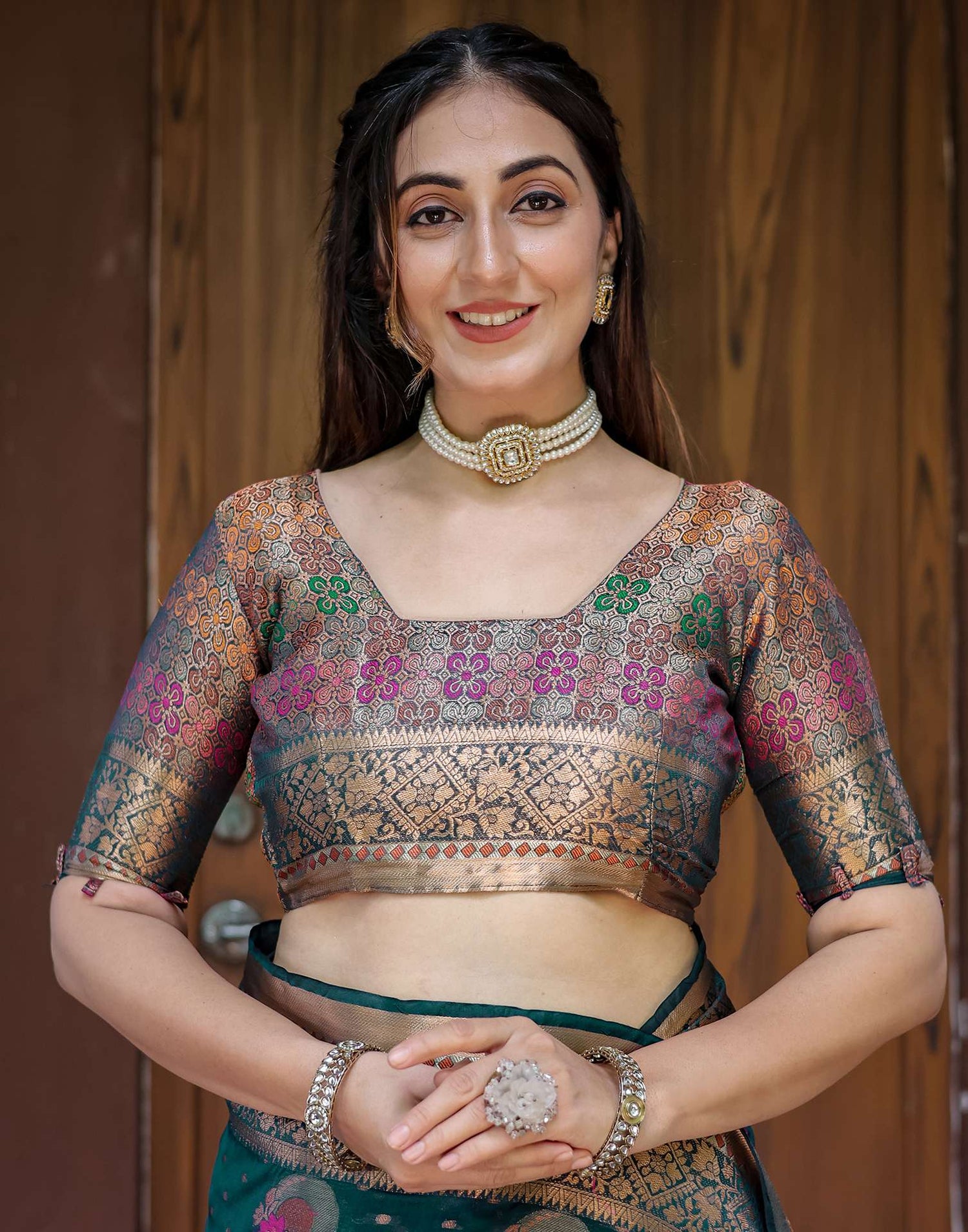 Rama Blue Silk Woven Banarasi Saree