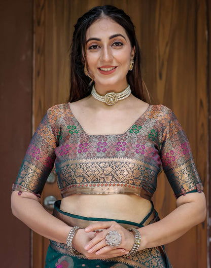 Rama Blue Silk Woven Banarasi Saree