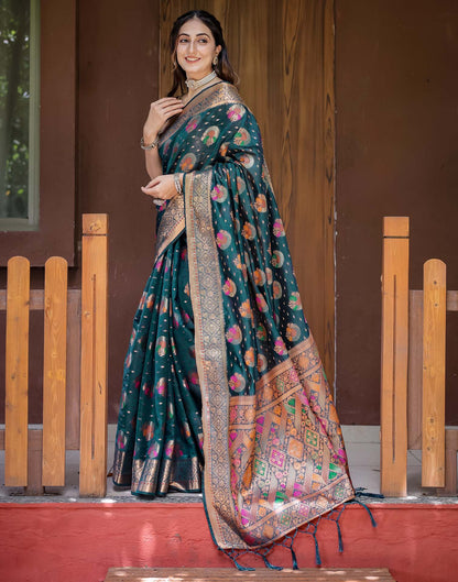 Rama Blue Silk Woven Banarasi Saree