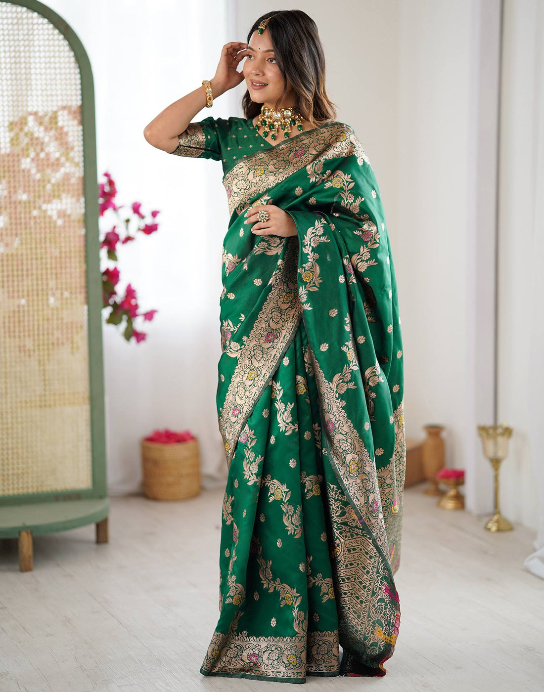 Green Silk Woven Banarasi Saree