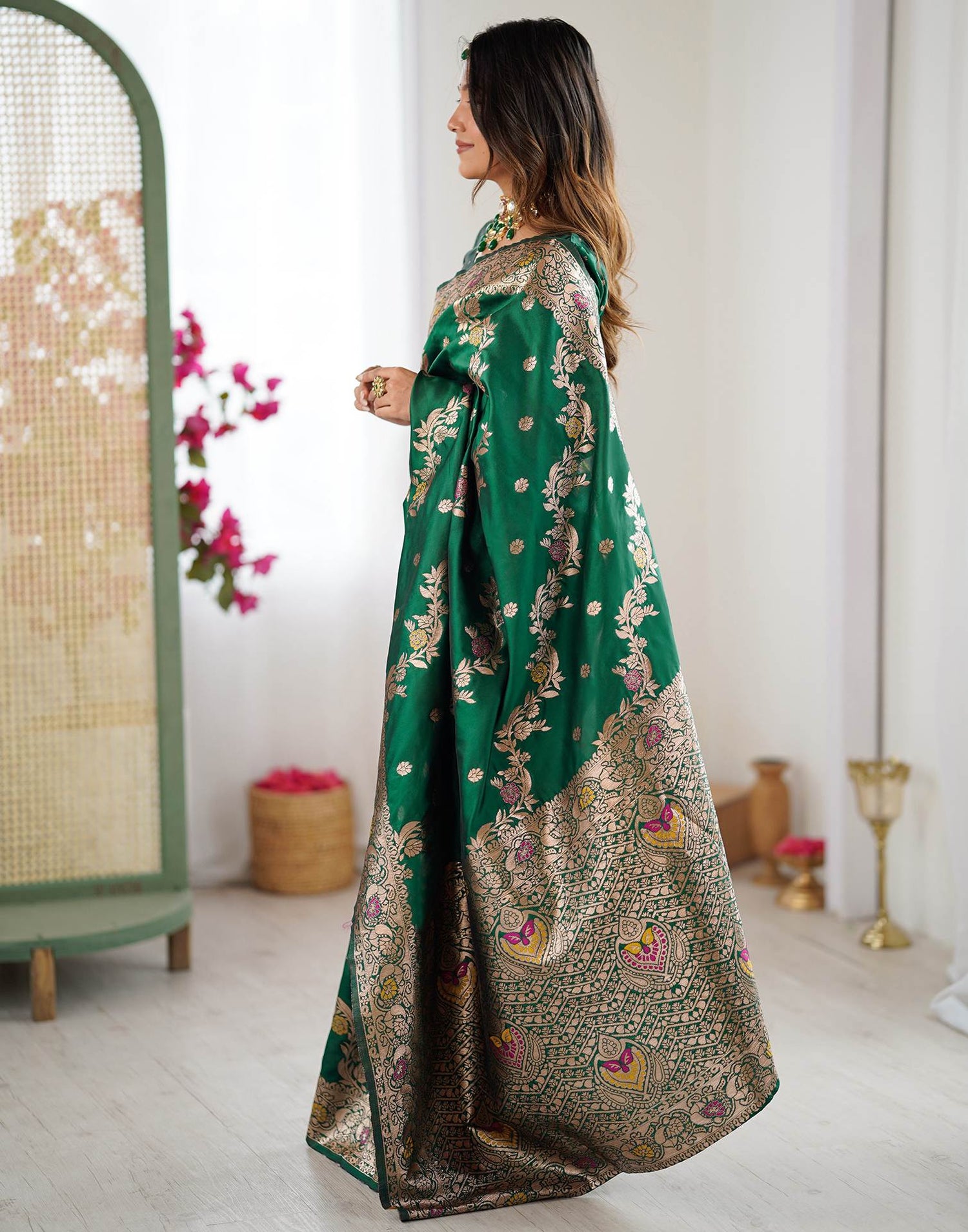 Green Silk Woven Banarasi Saree