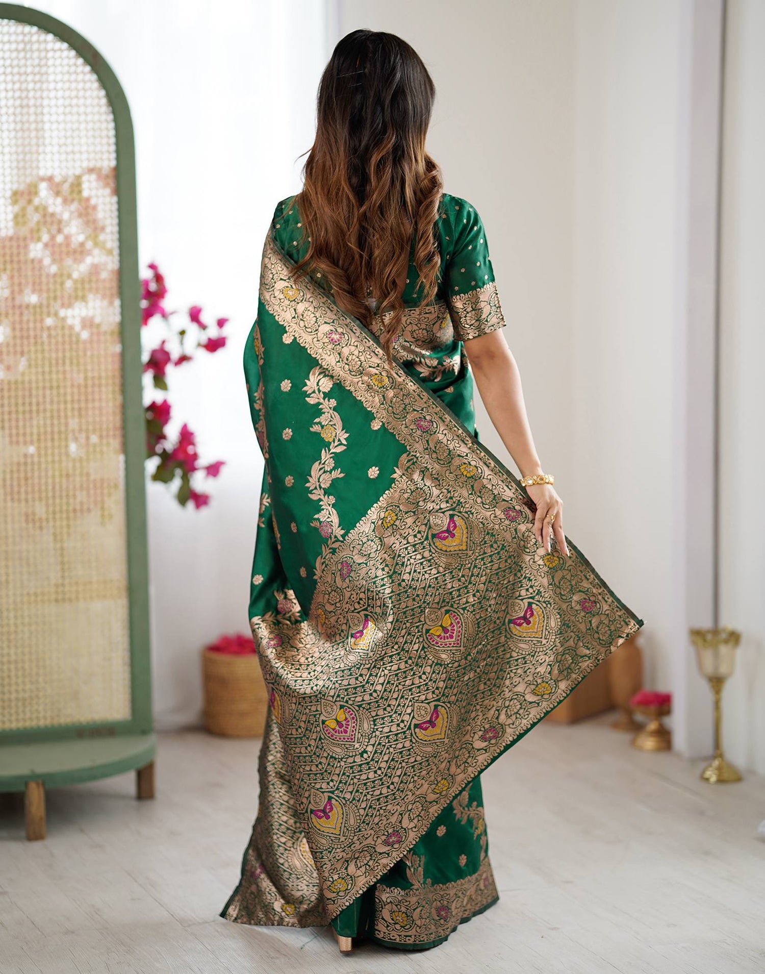 Green Silk Woven Banarasi Saree