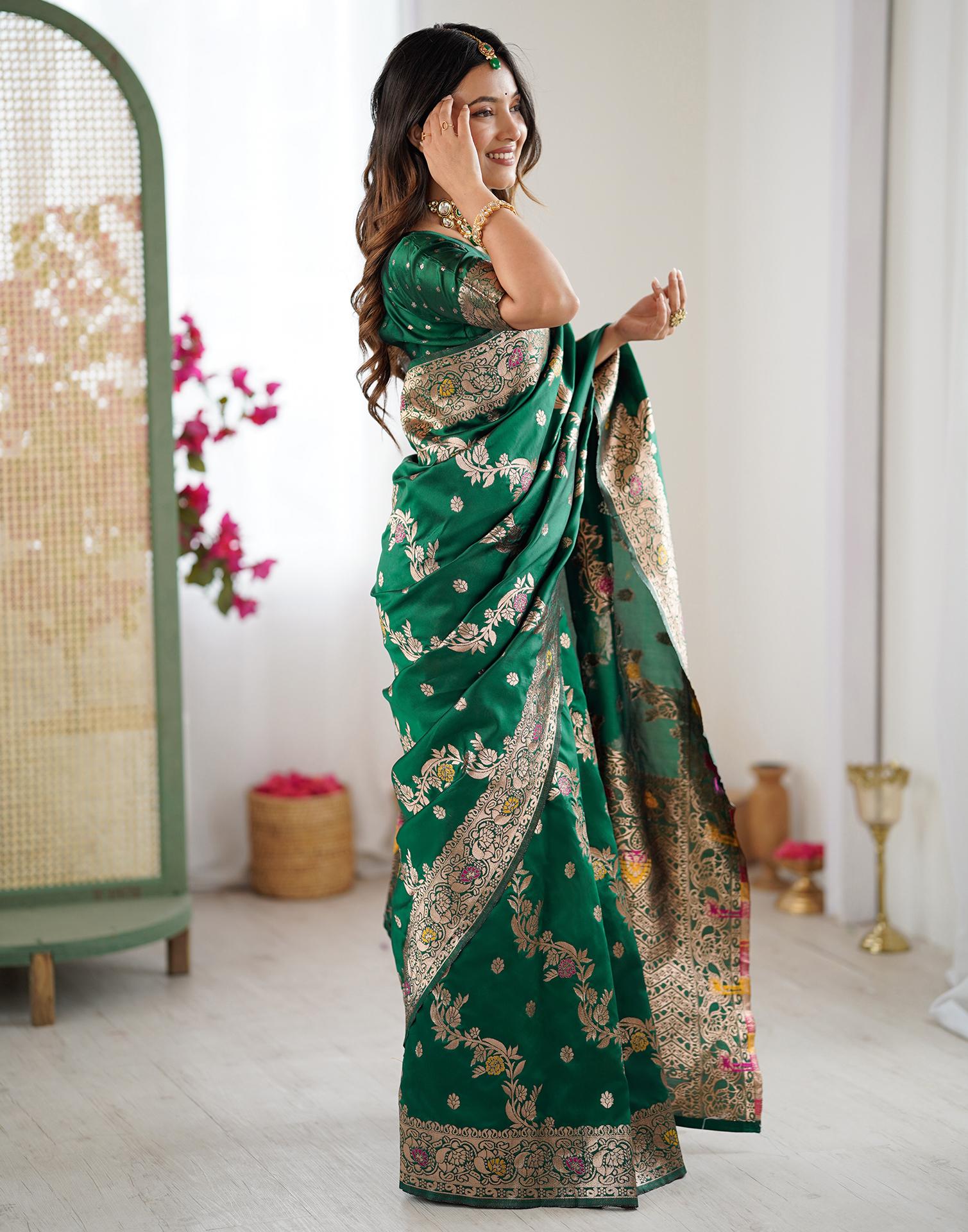 Green Silk Woven Banarasi Saree