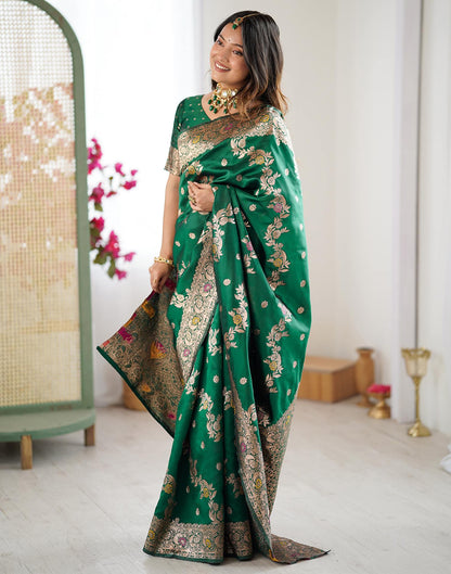 Green Silk Woven Banarasi Saree