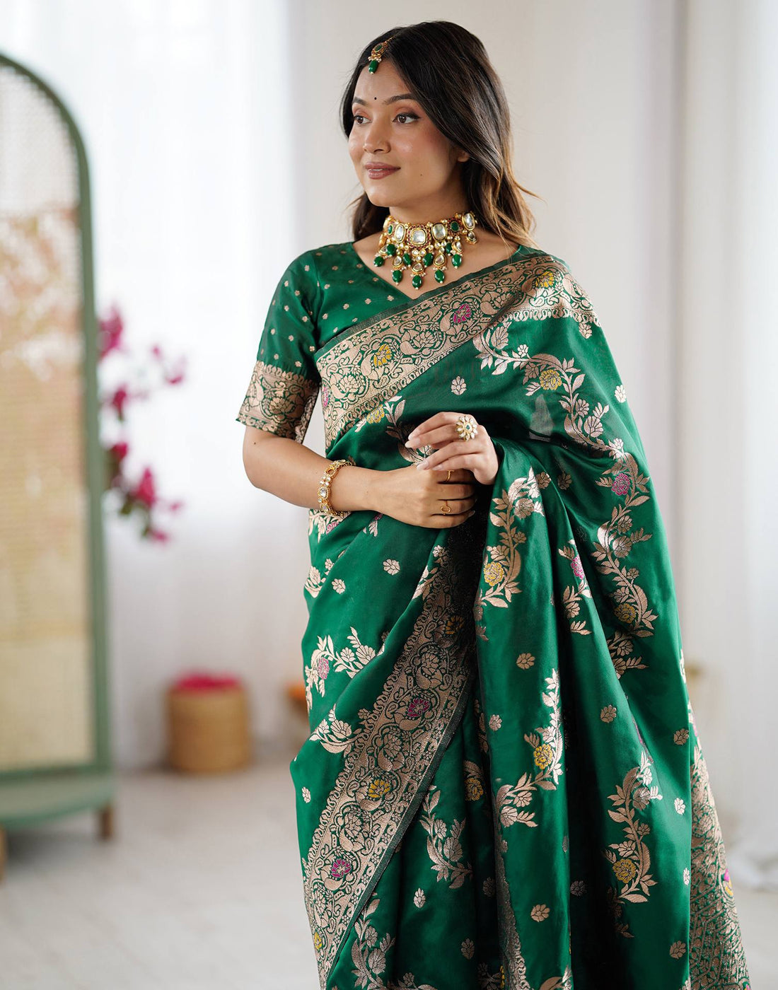 Green Silk Woven Banarasi Saree