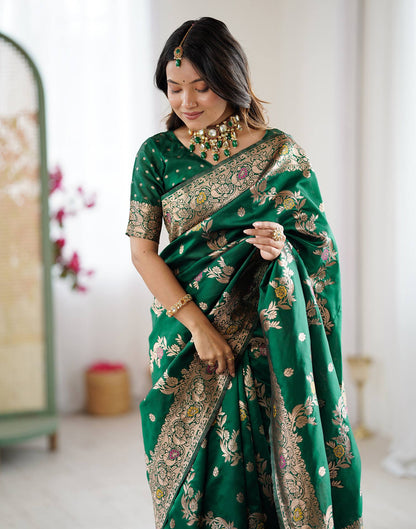 Green Silk Woven Banarasi Saree