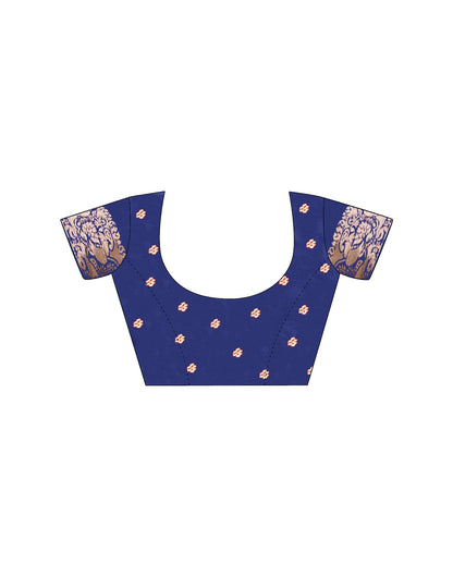 Navy Blue Silk Woven Banarasi Saree