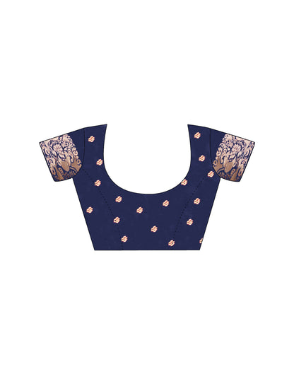 Navy Blue Silk Woven Banarasi Saree