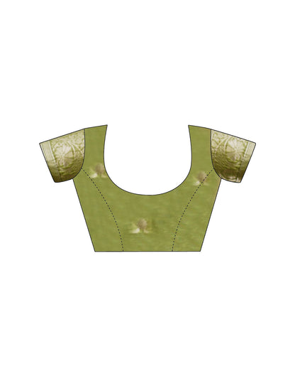 Pista Green Chanderi Cotton Woven Saree