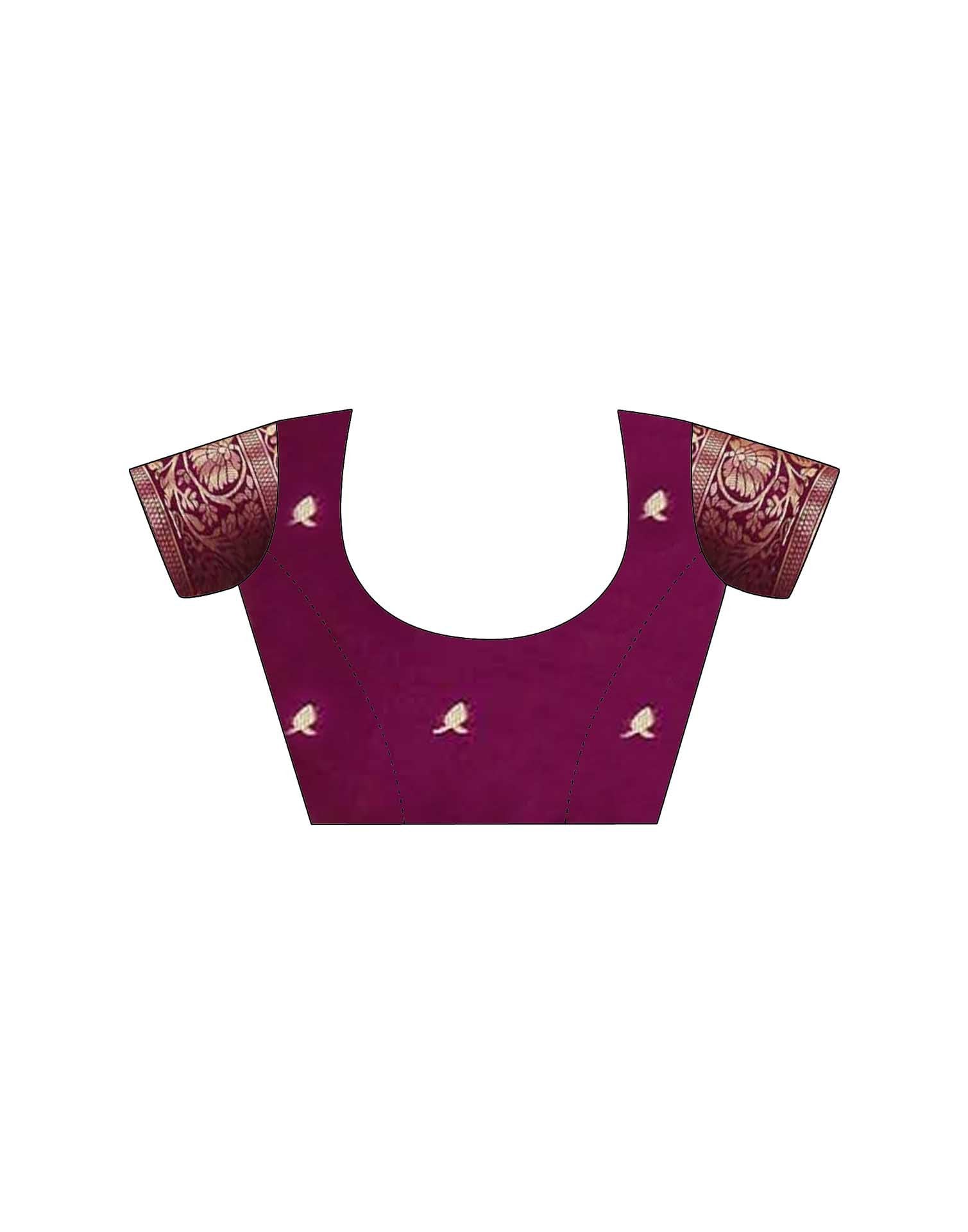 Wine Silk Woven Banarasi Saree