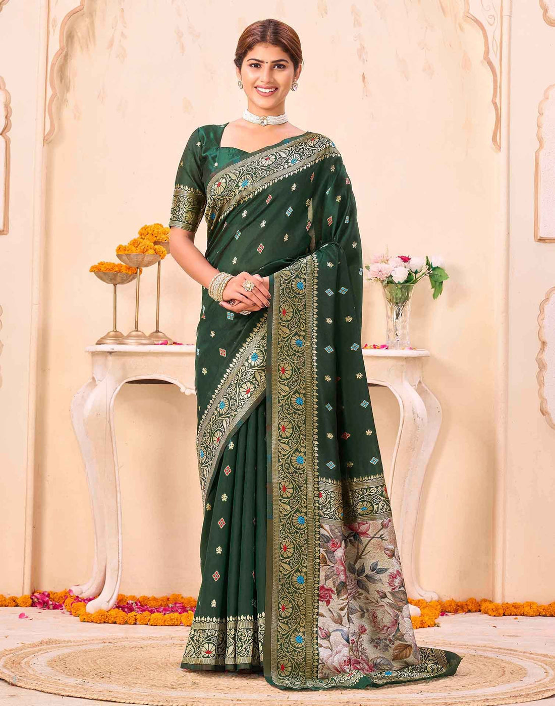 Green Silk Woven Banarasi Saree