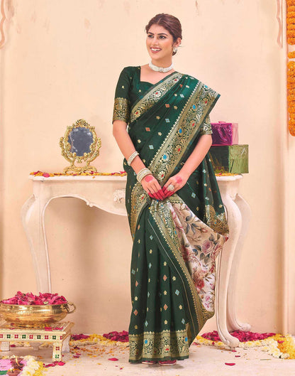 Green Silk Woven Banarasi Saree