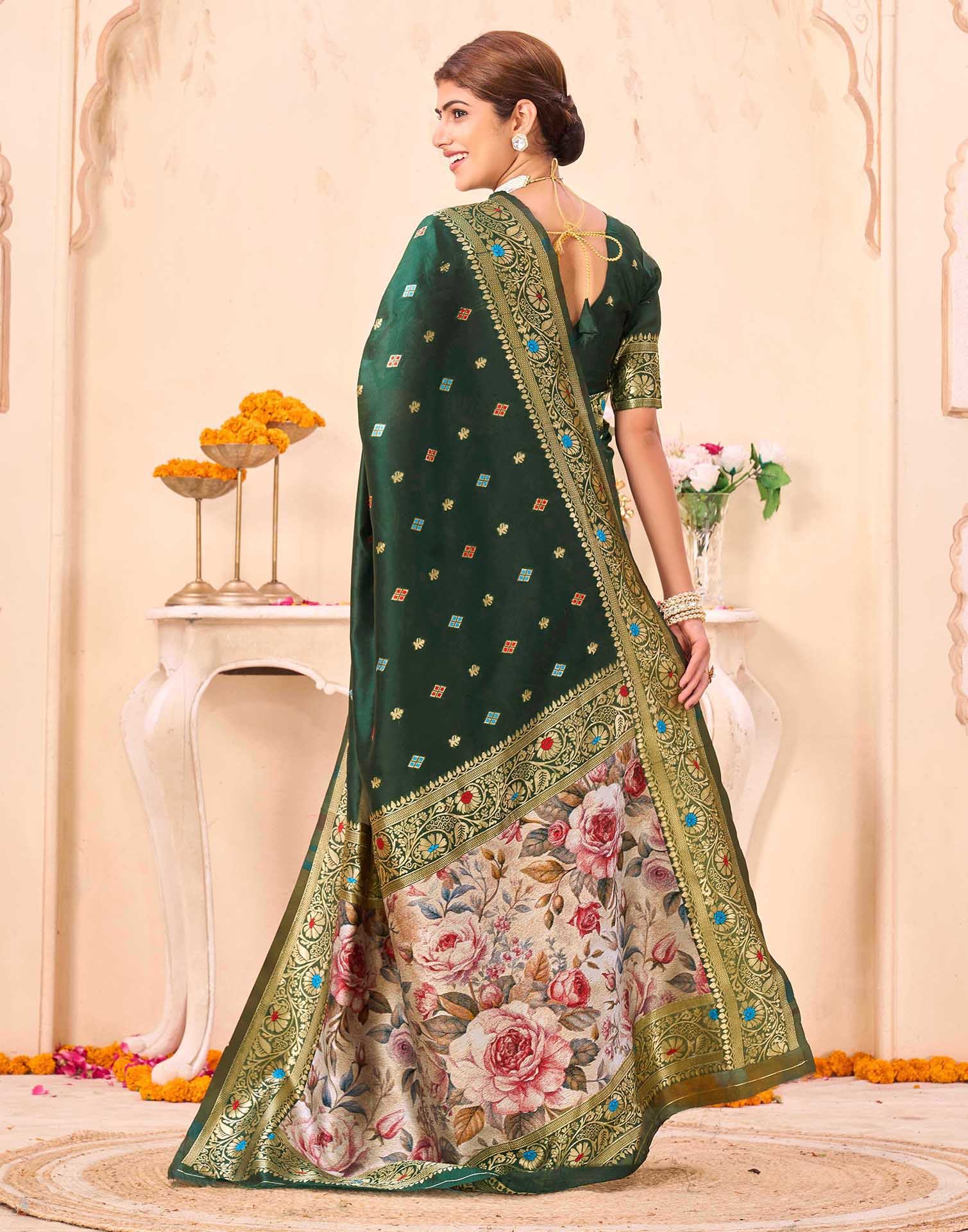 Green Silk Woven Banarasi Saree
