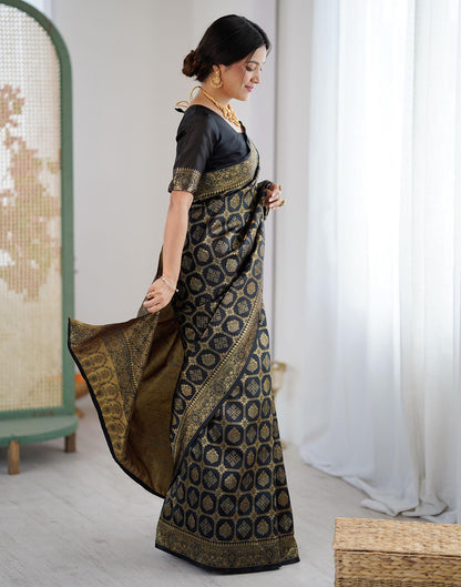 Black Silk Woven Saree