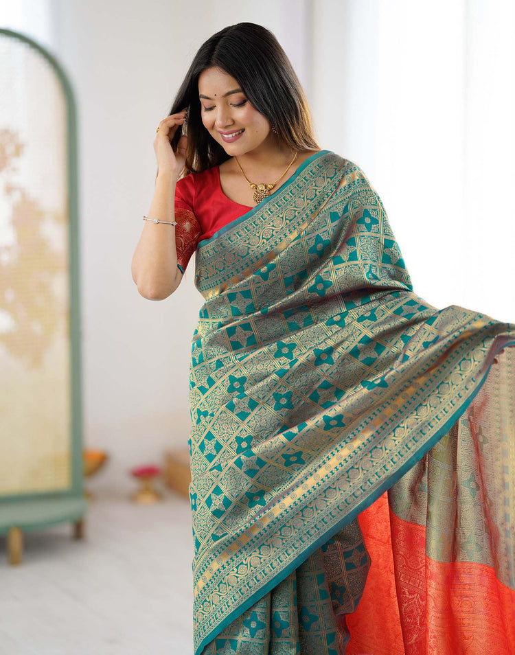 Blue Silk Woven Banarasi Saree