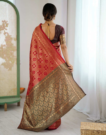 Maroon Silk Woven Saree