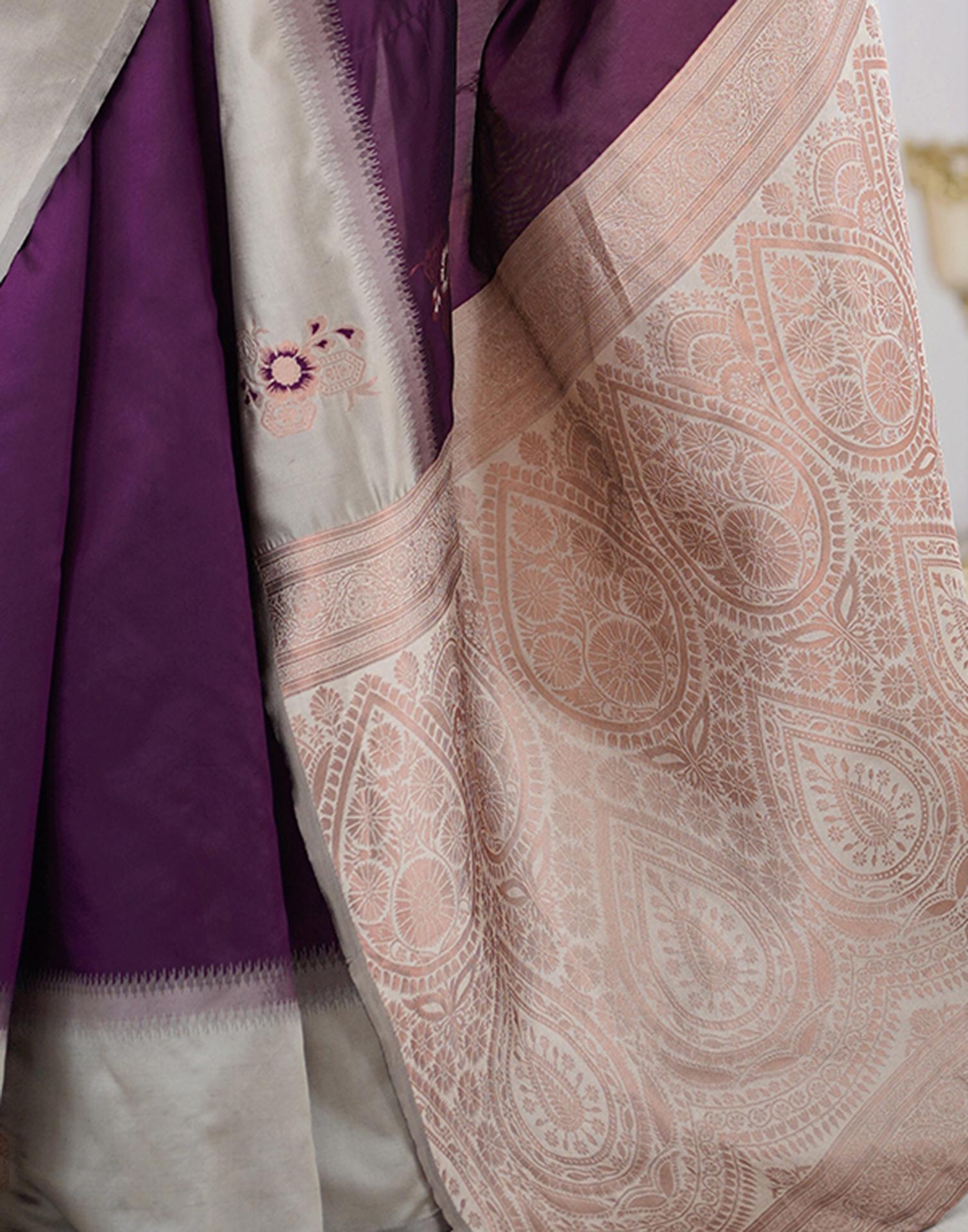 Purple Silk Woven Saree