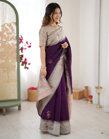 Purple Silk Woven Saree