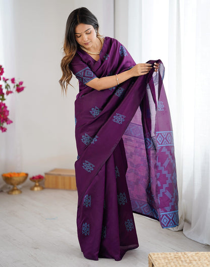 Purple Silk Woven Saree