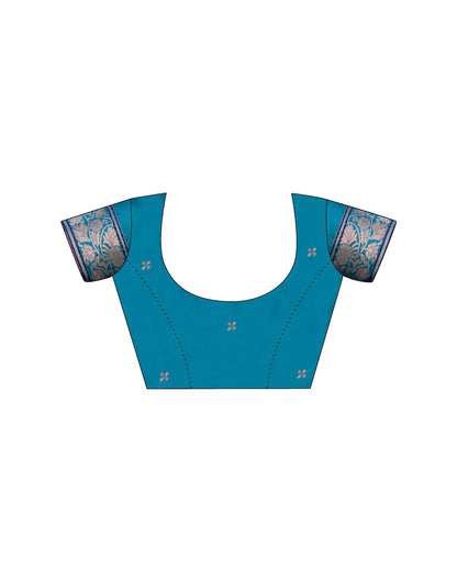Teal Blue Silk Woven Saree