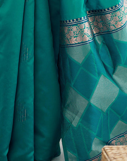 Teal Green Silk Woven Saree