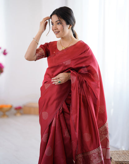 Maroon Silk Woven Saree