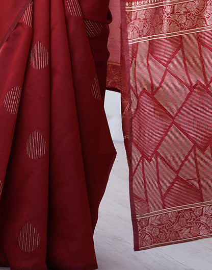 Maroon Silk Woven Saree