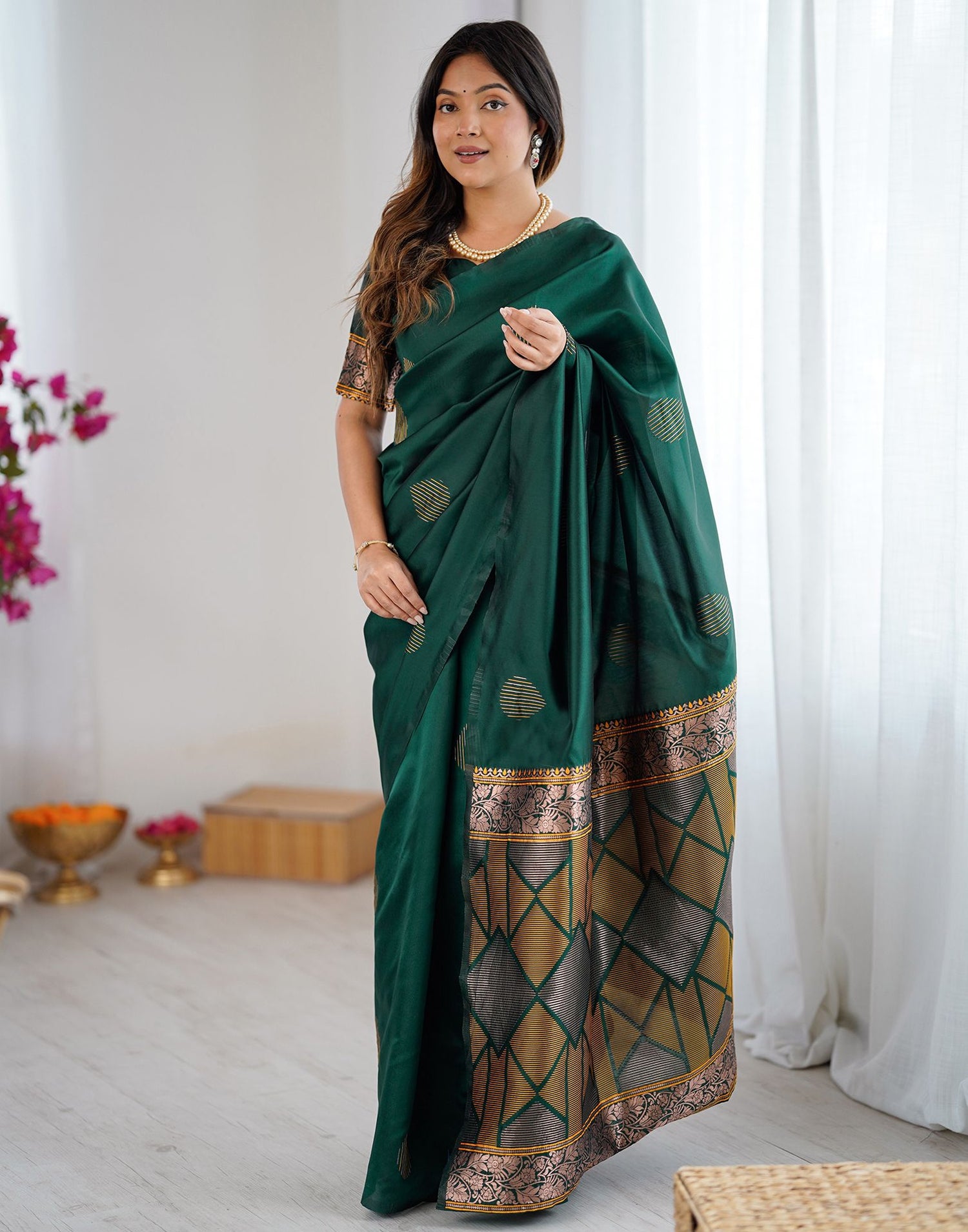 Green Silk Woven Saree