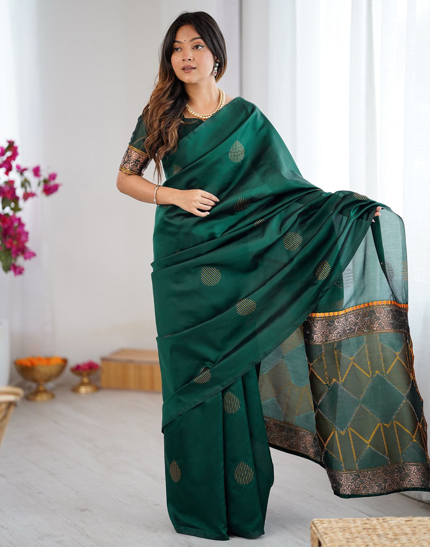 Green Silk Woven Saree