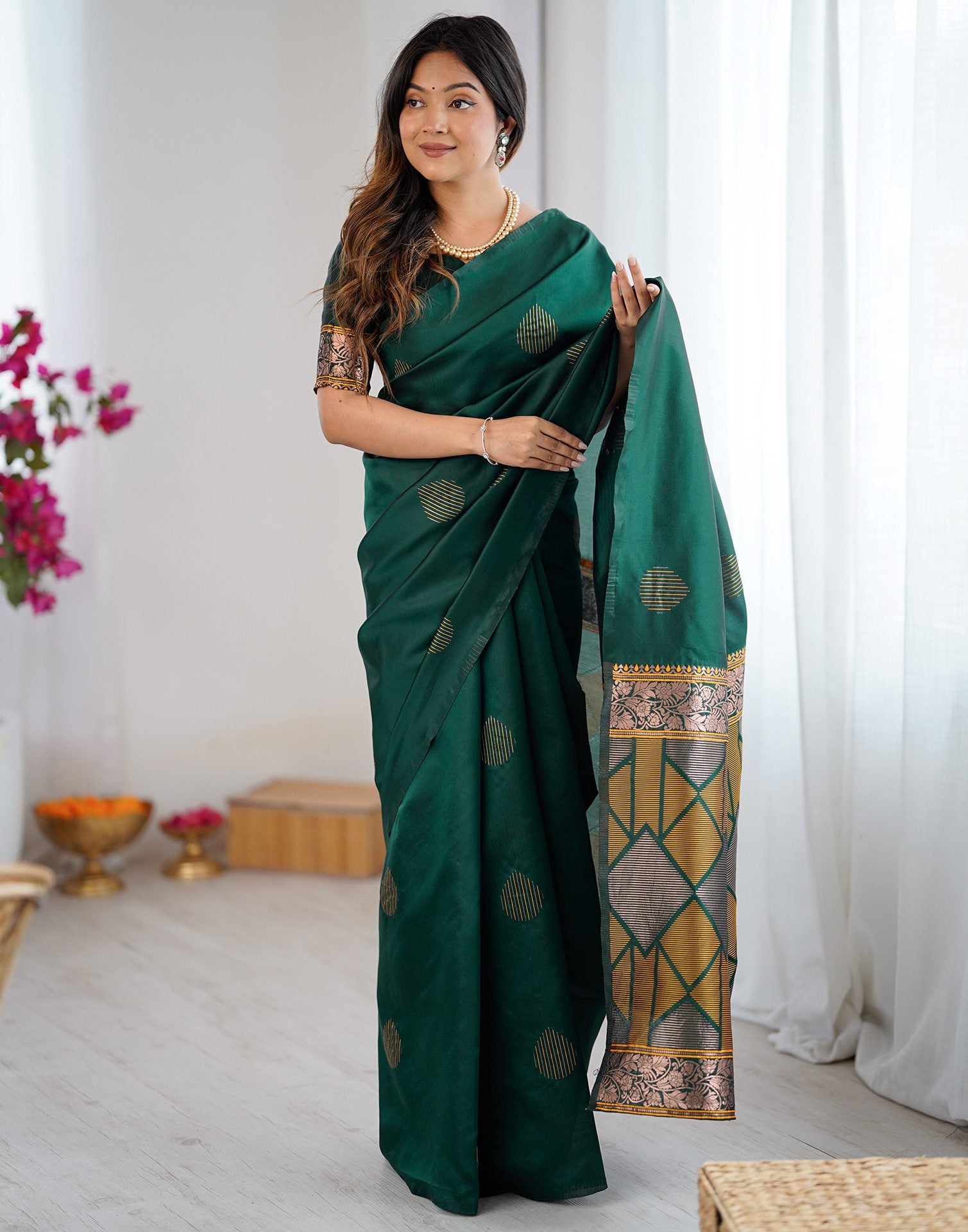 Green Silk Woven Saree