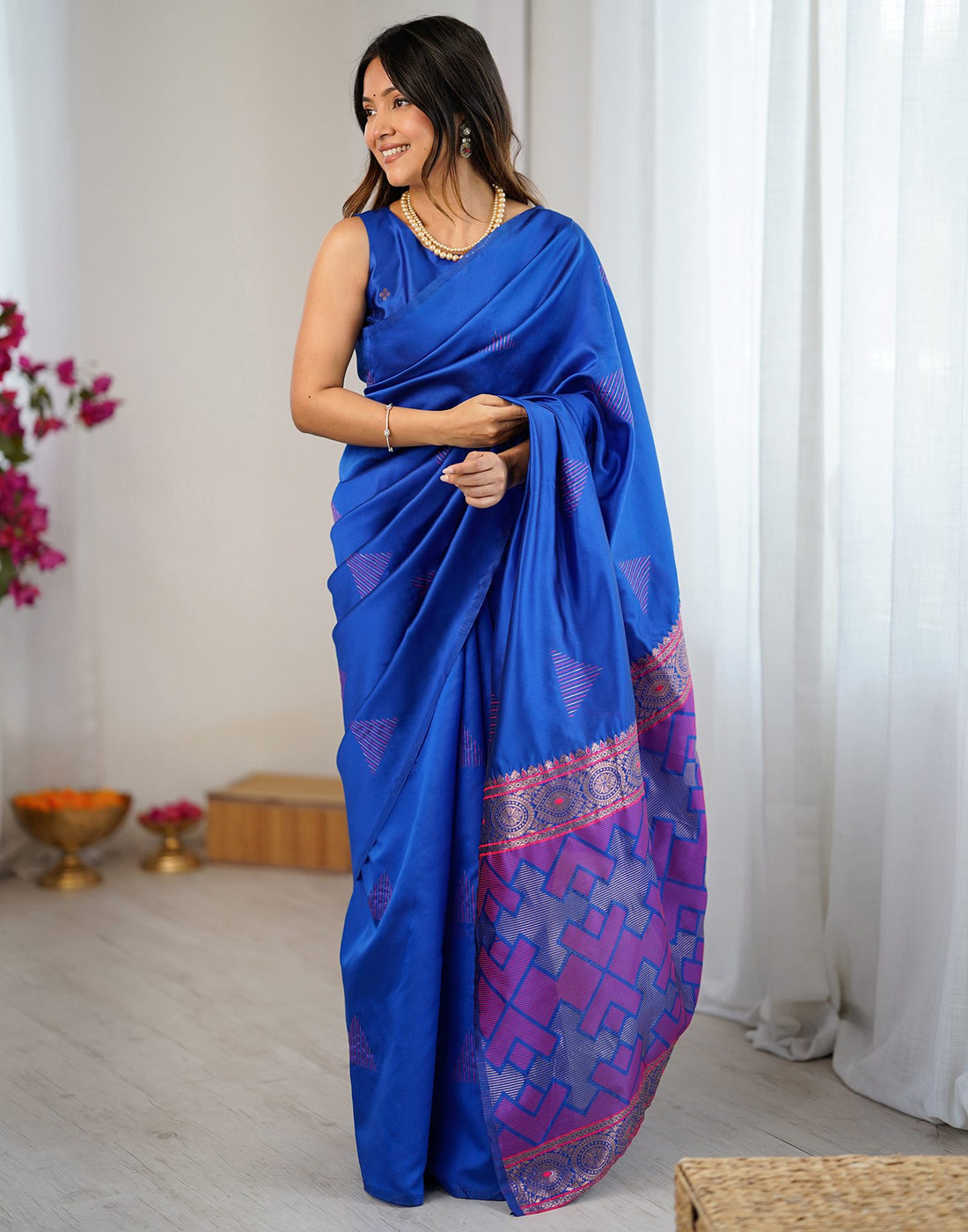 Blue Silk Woven Saree