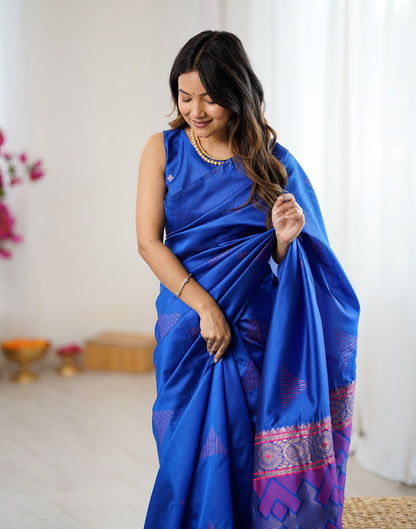 Blue Silk Woven Saree