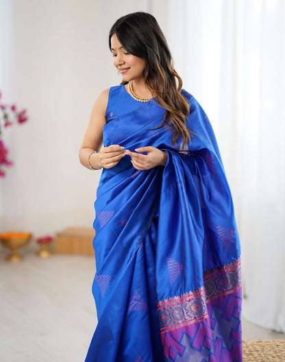 Blue Silk Woven Saree
