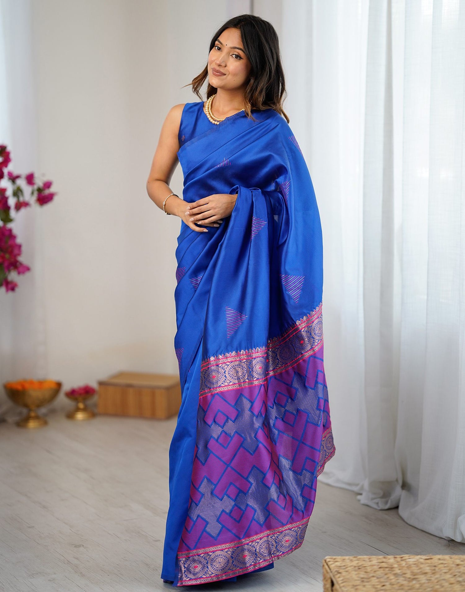 Blue Silk Woven Saree