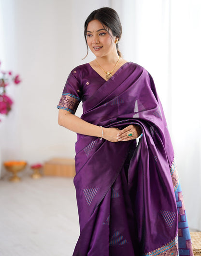 Dark Purple Silk Woven Saree