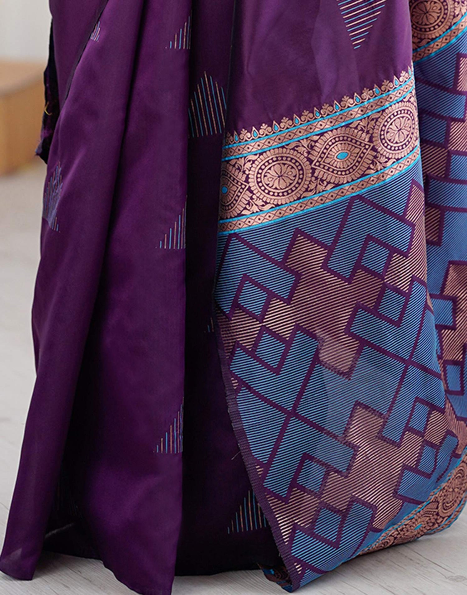 Dark Purple Silk Woven Saree