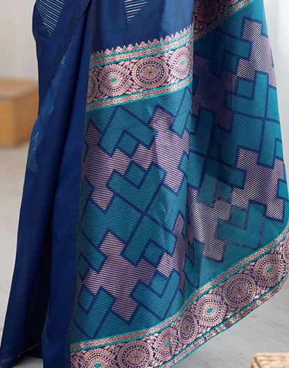 Navy Blue Silk Woven Saree