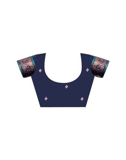 Navy Blue Silk Woven Saree
