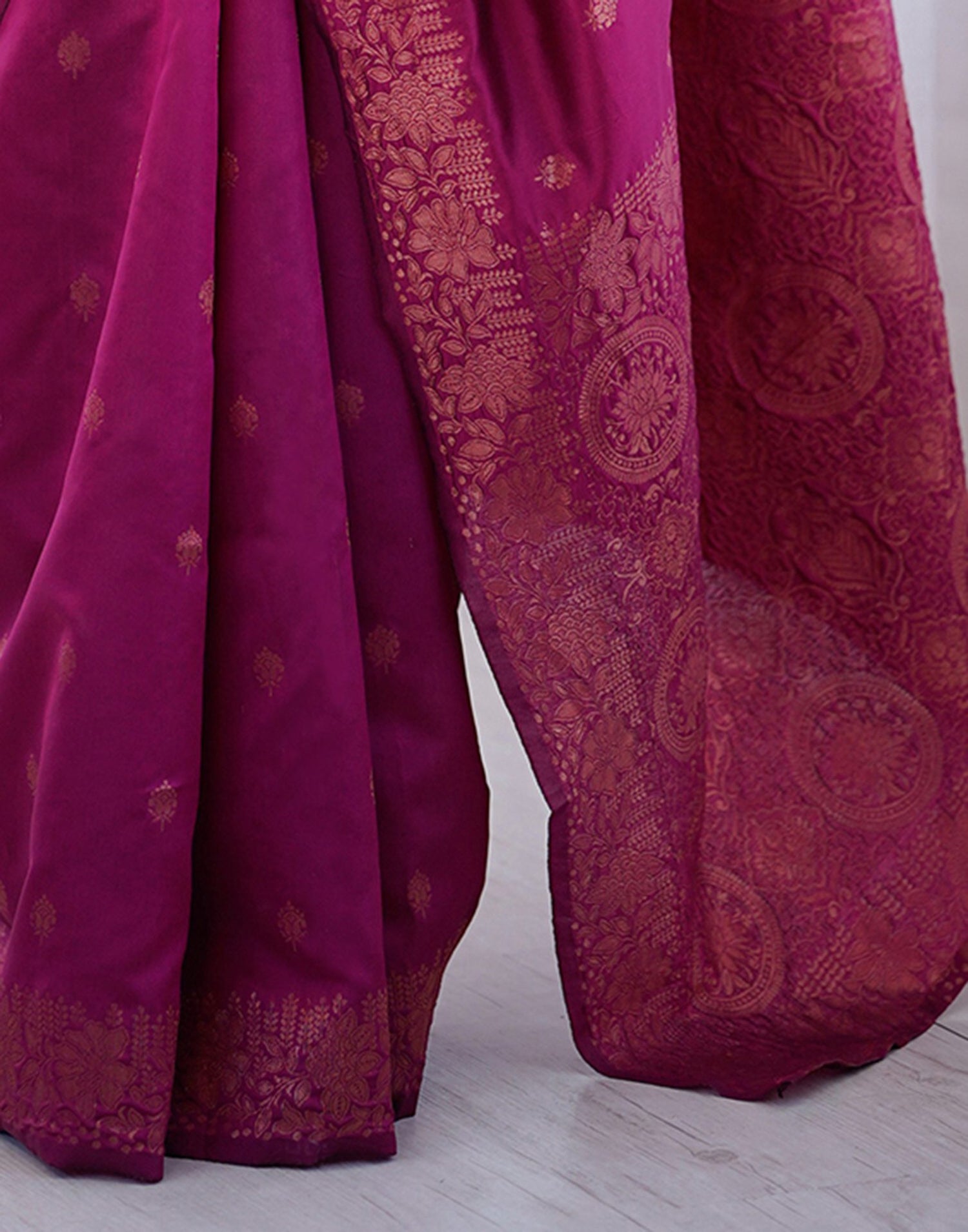Magenta Silk Woven Saree