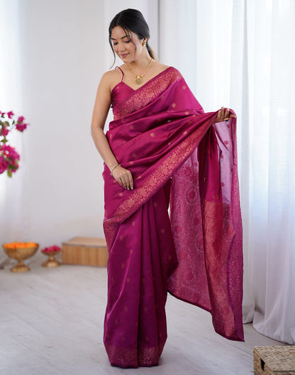 Magenta Silk Woven Saree
