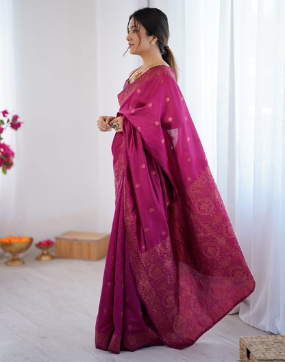 Magenta Silk Woven Saree